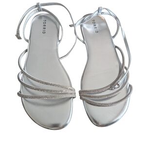 Torrid Metallic Silver Strappy Sandals
